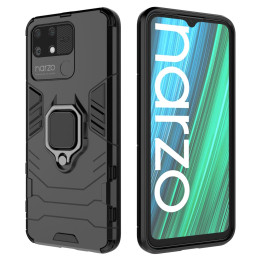 Ring Armor šarvuotas hibridinis korpuso dangtelis + magnetinis laikiklis Realme Narzo 50A juodas