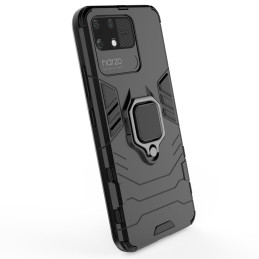 Ring Armor šarvuotas hibridinis korpuso dangtelis + magnetinis laikiklis Realme Narzo 50A juodas