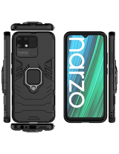 Ring Armor šarvuotas hibridinis korpuso dangtelis + magnetinis laikiklis Realme Narzo 50A juodas Ring Armor šarvuotas hibridinis korpuso dangtelis + magnetinis laikiklis Realme Narzo 50A juodas