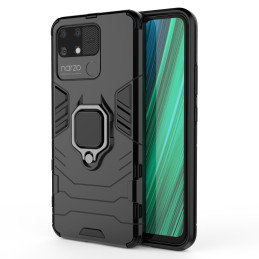 Ring Armor šarvuotas hibridinis korpuso dangtelis + magnetinis laikiklis Realme Narzo 50A juodas