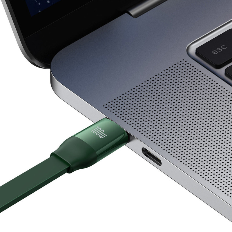 Ištraukiamas kabelis 3in1 USB-C microUSB + iPhone Lightning + USB-C 3.5A 1.1m žalias
