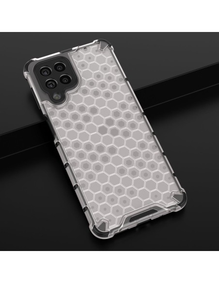 Korinio korpuso šarvuotas dangtelis su gelio rėmeliu, skirtas Samsung Galaxy M53 5G skaidrus