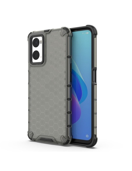 Korinis šarvuotas dėklas su gelio rėmeliu Oppo A76 / Oppo A36 / Realme 9i juodas Korinis šarvuotas dėklas su gelio rėmeliu Oppo A76 / Oppo A36 / Realme 9i juodas