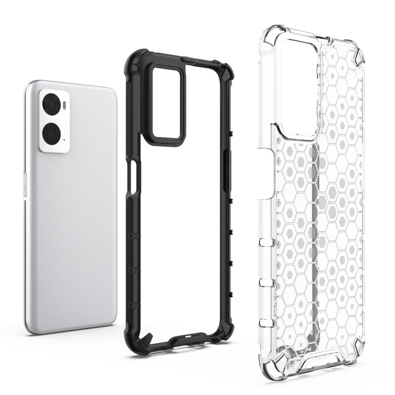 Korinis šarvuotas dėklas su gelio rėmeliu Oppo A76 / Oppo A36 / Realme 9i juodas