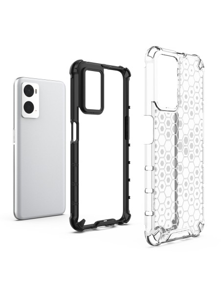 Korinis šarvuotas dėklas su gelio rėmeliu Oppo A76 / Oppo A36 / Realme 9i juodas Korinis šarvuotas dėklas su gelio rėmeliu Oppo A76 / Oppo A36 / Realme 9i juodas