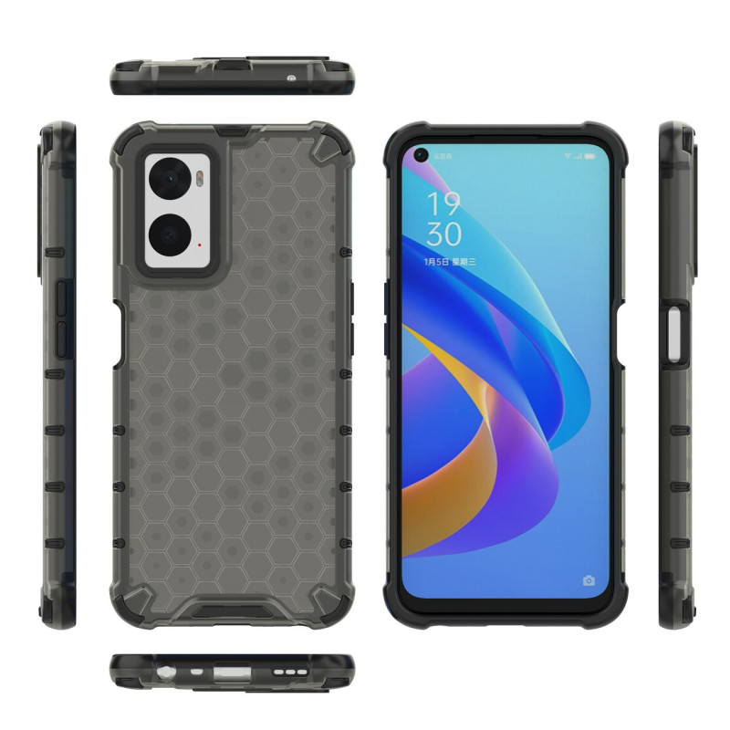 Korinis šarvuotas dėklas su gelio rėmeliu Oppo A76 / Oppo A36 / Realme 9i juodas