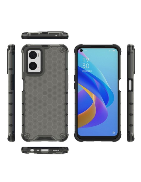 Korinis šarvuotas dėklas su gelio rėmeliu Oppo A76 / Oppo A36 / Realme 9i juodas Korinis šarvuotas dėklas su gelio rėmeliu Oppo A76 / Oppo A36 / Realme 9i juodas