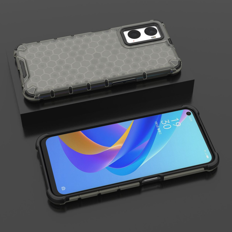 Korinis šarvuotas dėklas su gelio rėmeliu Oppo A76 / Oppo A36 / Realme 9i juodas