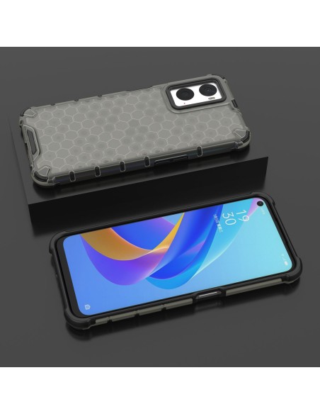 Korinis šarvuotas dėklas su gelio rėmeliu Oppo A76 / Oppo A36 / Realme 9i juodas Korinis šarvuotas dėklas su gelio rėmeliu Oppo A76 / Oppo A36 / Realme 9i juodas