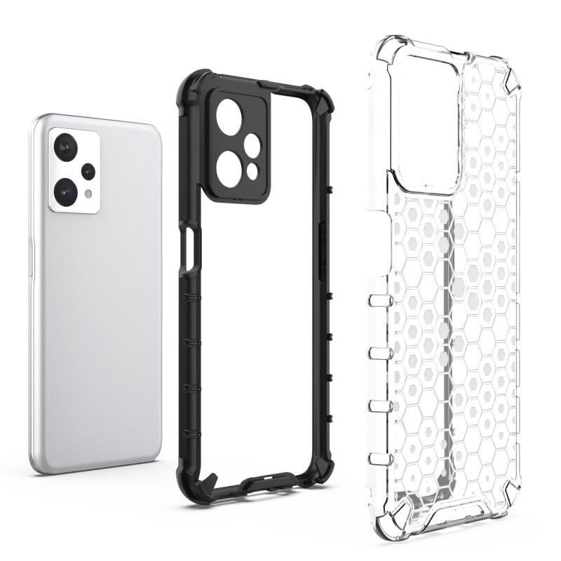 Korinis dėklas, šarvuotas dangtelis su gelio rėmeliu, skirtas Realme 9 Pro, skaidrus