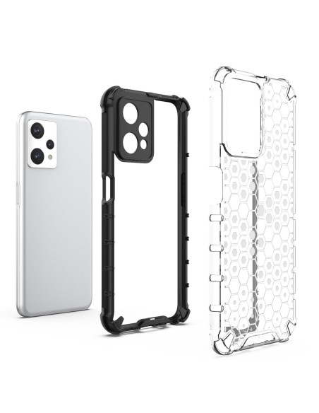Korinis dėklas, šarvuotas dangtelis su gelio rėmeliu, skirtas Realme 9 Pro, skaidrus Korinis dėklas, šarvuotas dangtelis su gelio rėmeliu, skirtas Realme 9 Pro, skaidrus