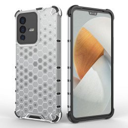 Korinio korpuso šarvuotas dangtelis su gelio rėmeliu Vivo V23 5G skaidrus