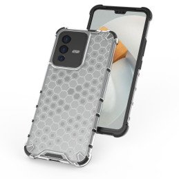 Korinio korpuso šarvuotas dangtelis su gelio rėmeliu Vivo V23 5G skaidrus