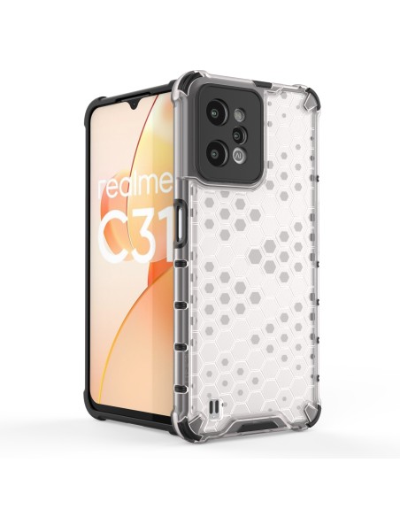 Korinis dėklas, šarvuotas dangtelis su geliniu rėmeliu, skirtas Realme C31, skaidrus