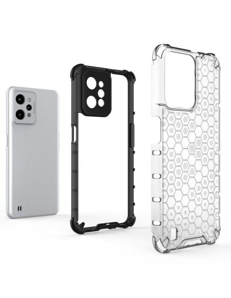 Korinis dėklas, šarvuotas dangtelis su geliniu rėmeliu, skirtas Realme C31, skaidrus