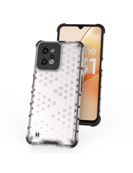 Korinis dėklas, šarvuotas dangtelis su geliniu rėmeliu, skirtas Realme C31, skaidrus