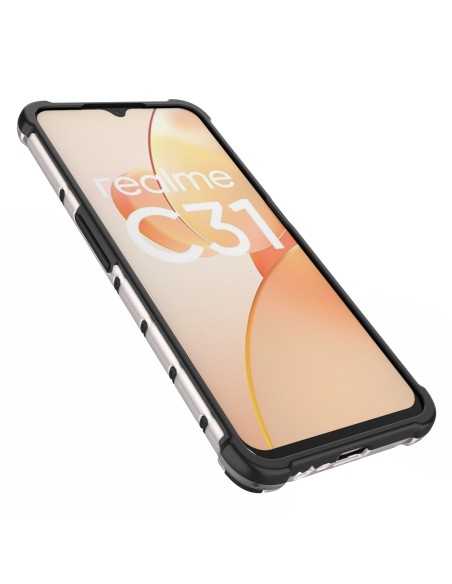 Korinis dėklas, šarvuotas dangtelis su geliniu rėmeliu, skirtas Realme C31, skaidrus
