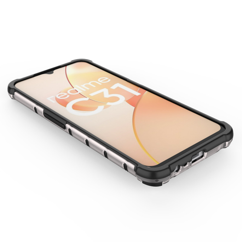 Korinis dėklas, šarvuotas dangtelis su geliniu rėmeliu, skirtas Realme C31, skaidrus