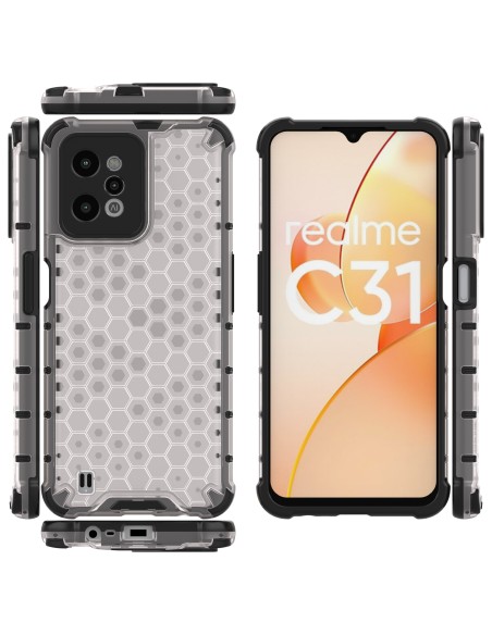 Korinis dėklas, šarvuotas dangtelis su geliniu rėmeliu, skirtas Realme C31, skaidrus