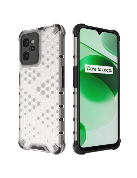 Korinis dėklas, šarvuotas dangtelis su geliniu rėmeliu, skirtas Realme C35, skaidrus