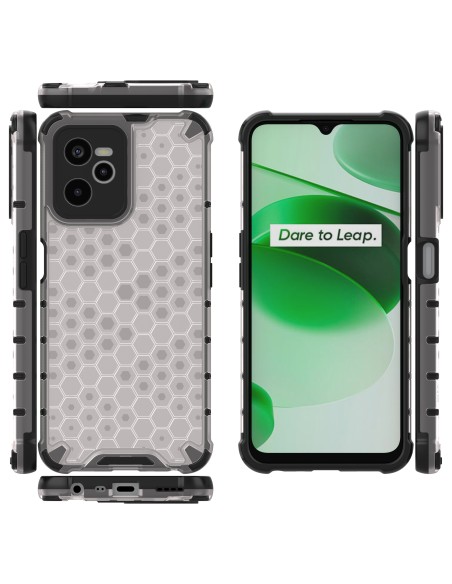 Korinis dėklas, šarvuotas dangtelis su geliniu rėmeliu, skirtas Realme C35, skaidrus