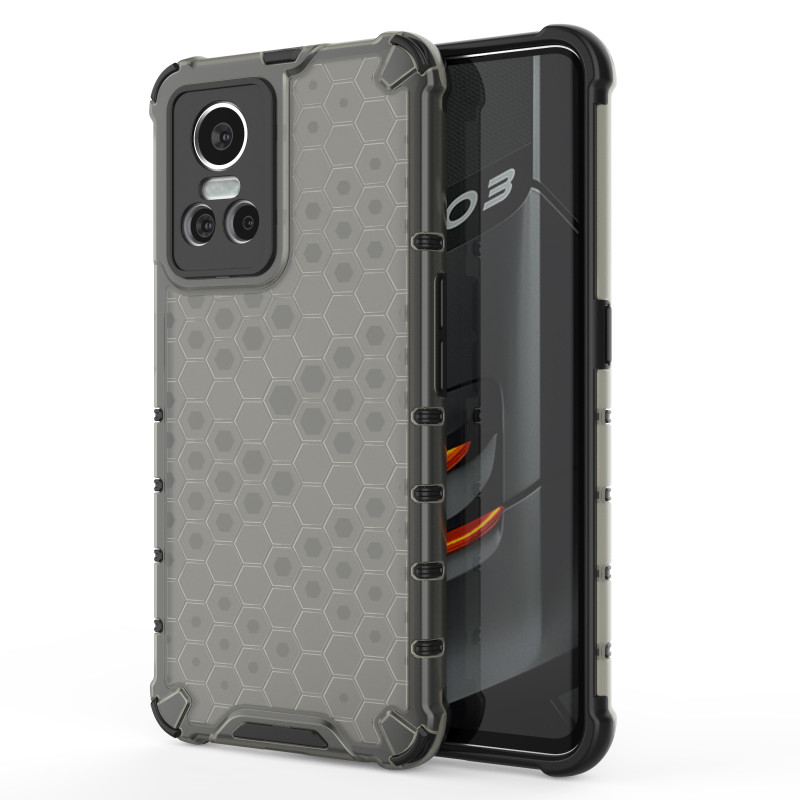 Korinis šarvuotas dėklas su gelio rėmeliu, skirtas Realme GT Neo 3 juodas