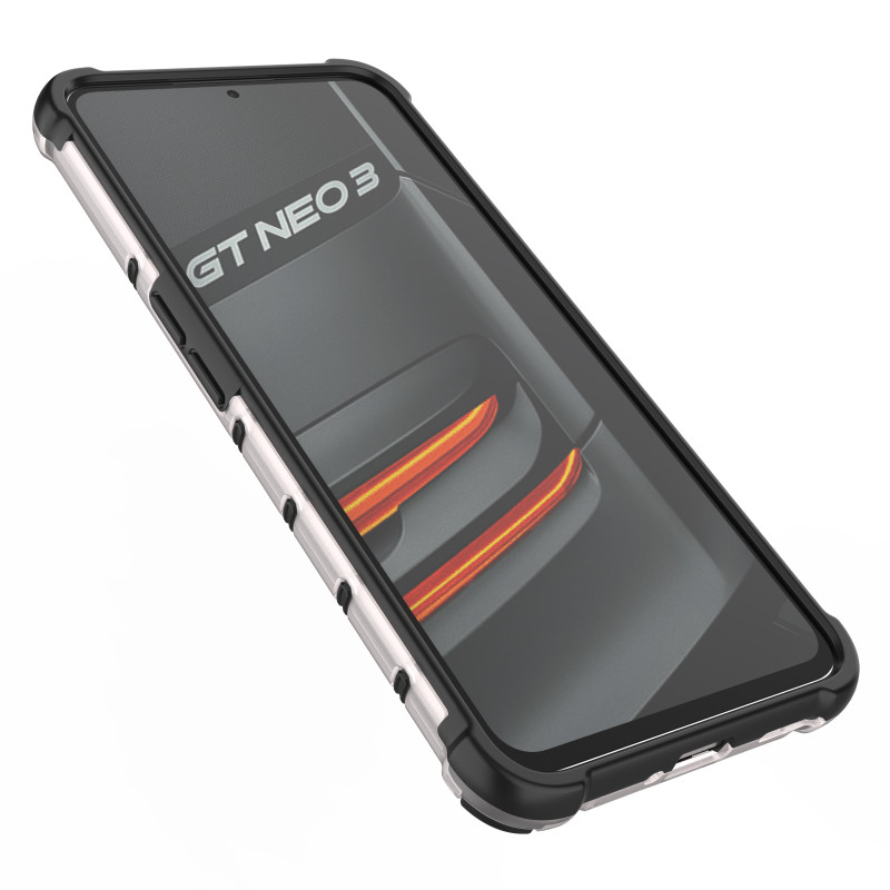 Korinis šarvuotas dėklas su gelio rėmeliu, skirtas Realme GT Neo 3 juodas