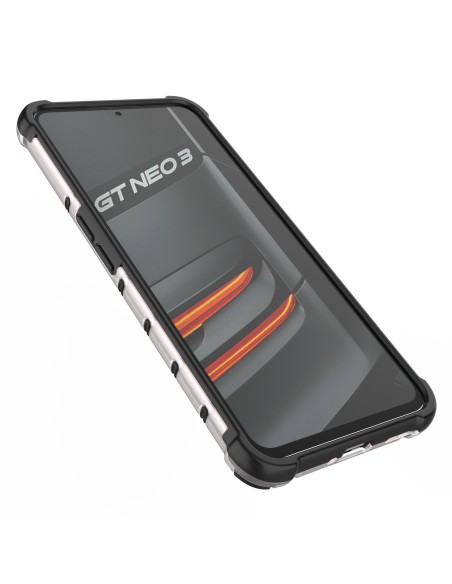 Korinis šarvuotas dėklas su gelio rėmeliu, skirtas Realme GT Neo 3 juodas Korinis šarvuotas dėklas su gelio rėmeliu, skirtas Realme GT Neo 3 juodas