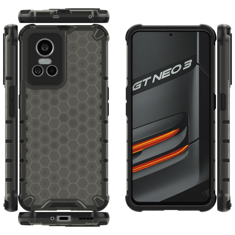 Korinis šarvuotas dėklas su gelio rėmeliu, skirtas Realme GT Neo 3 juodas