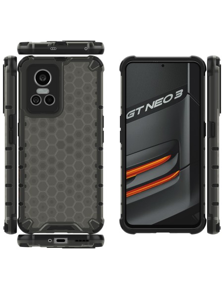 Korinis šarvuotas dėklas su gelio rėmeliu, skirtas Realme GT Neo 3 juodas Korinis šarvuotas dėklas su gelio rėmeliu, skirtas Realme GT Neo 3 juodas