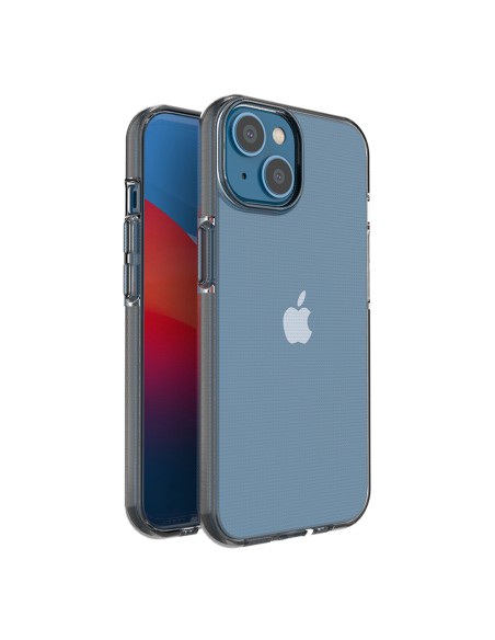 Spring Case iPhone 14 silikoninis dangtelis su rėmeliu, juodas