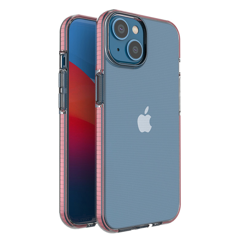 Spring Case iPhone 14 dėklas, silikoninis dangtelis su rėmeliu, šviesiai rožinis