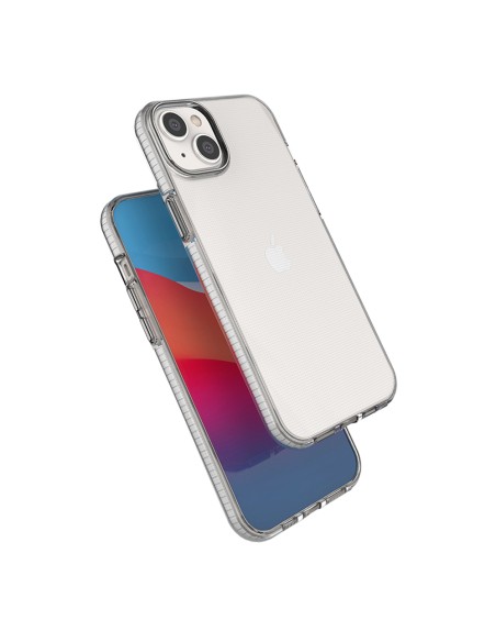Spring Case iPhone 14 Plus silikoninis dangtelis su rėmeliu, šviesiai rožinis