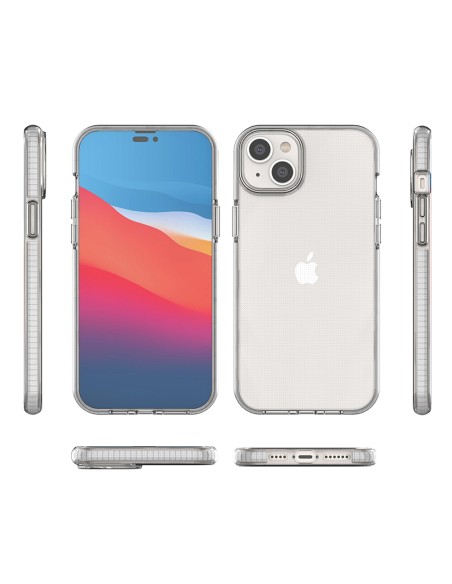 Spring Case iPhone 14 Plus silikoninis dangtelis su rėmeliu, šviesiai mėlynas