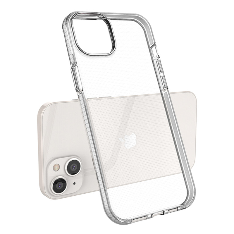 Spring Case iPhone 14 Plus silikoninis dangtelis su rėmeliu, šviesiai mėlynas