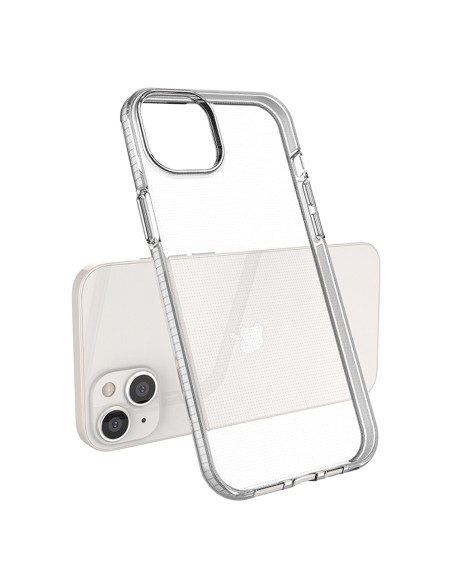 Spring Case iPhone 14 Plus silikoninis dangtelis su rėmeliu, šviesiai mėlynas