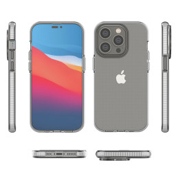 Spring Case iPhone 14 Pro dėklas, silikoninis dangtelis su rėmeliu, juodas