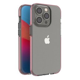 Spring Case iPhone 14 Pro dėklas, silikoninis dangtelis su rėmeliu, šviesiai rožinis