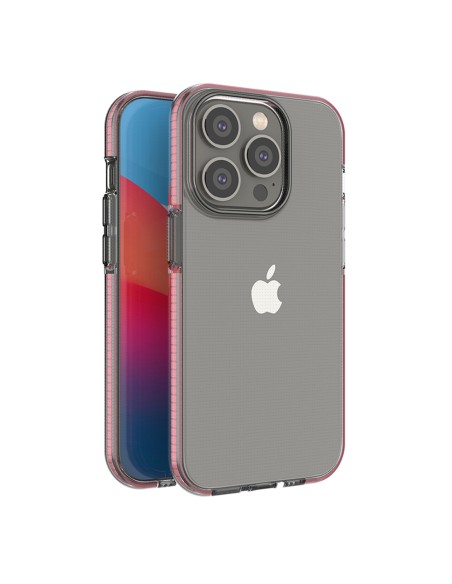 Spring Case iPhone 14 Pro dėklas, silikoninis dangtelis su rėmeliu, šviesiai rožinis