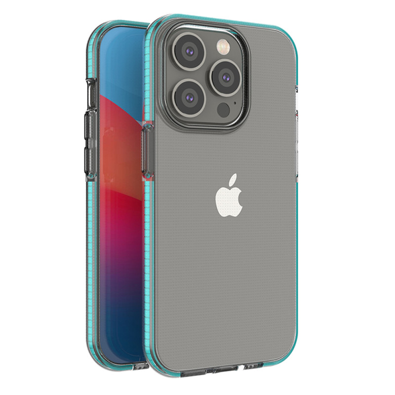 Spring Case iPhone 14 Pro dėklas, silikoninis dangtelis su rėmeliu, šviesiai mėlynas Spring Case iPhone 14 Pro dėklas, silikoninis dangtelis su rėmeliu, šviesiai mėlynas