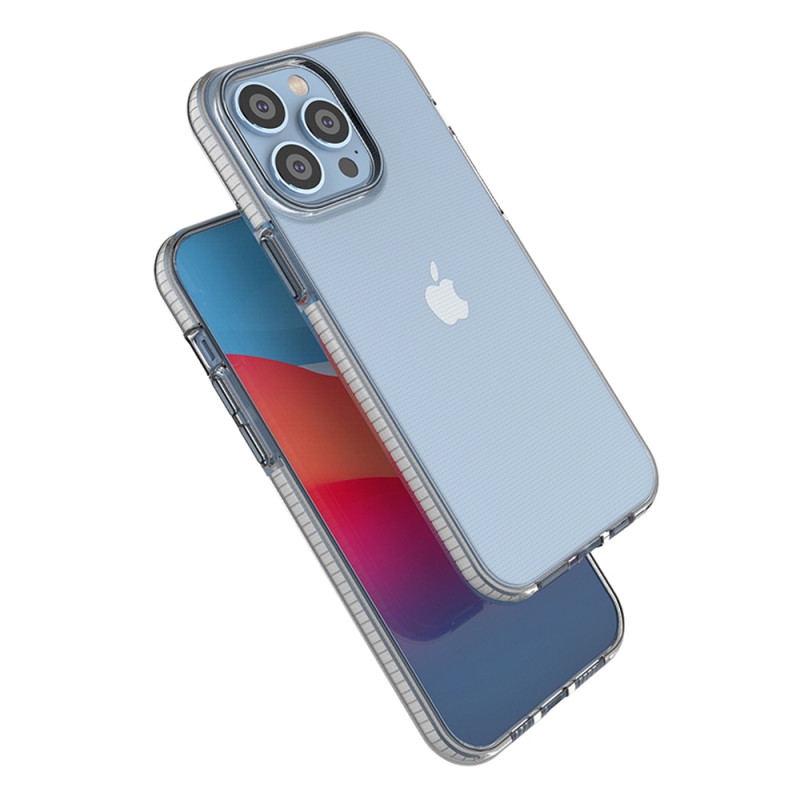 Spring Case iPhone 14 Pro Max silikoninis dangtelis su rėmeliu, juodas