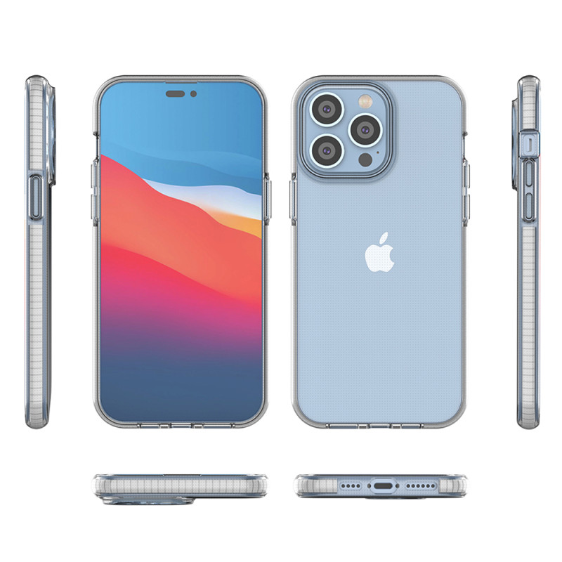 Spyruoklinis dėklas iPhone 14 Pro Max, silikoninis dangtelis su rėmeliu, šviesiai rožinis