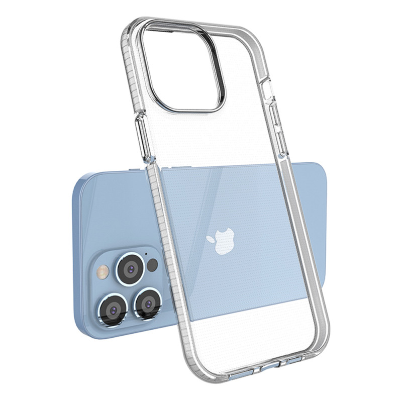 Spyruoklinis dėklas iPhone 14 Pro Max, silikoninis dangtelis su rėmeliu, šviesiai rožinis