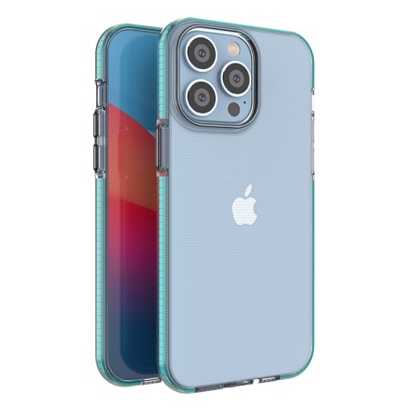 Spring Case iPhone 14 Pro Max dėklas, silikoninis dangtelis su rėmeliu, šviesiai mėlynas