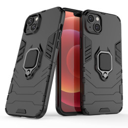 Ring Armor dėklas iPhone 14 Pro, šarvuotas dangtelis, magnetinis žiedo laikiklis, juodas