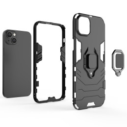 Ring Armor dėklas iPhone 14 Pro, šarvuotas dangtelis, magnetinis žiedo laikiklis, juodas