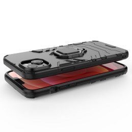 Ring Armor dėklas iPhone 14 Pro, šarvuotas dangtelis, magnetinis žiedo laikiklis, juodas