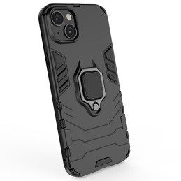 Ring Armor dėklas iPhone 14 Pro, šarvuotas dangtelis, magnetinis žiedo laikiklis, juodas