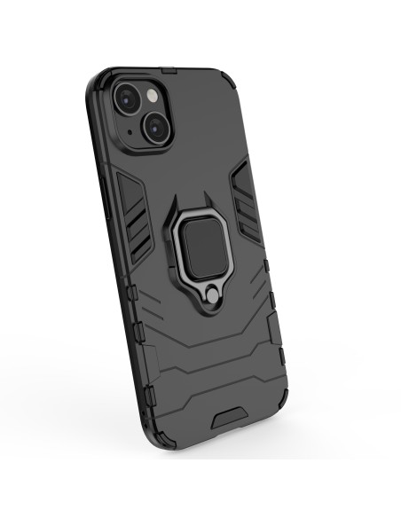 Ring Armor dėklas iPhone 14 Pro, šarvuotas dangtelis, magnetinis žiedo laikiklis, juodas