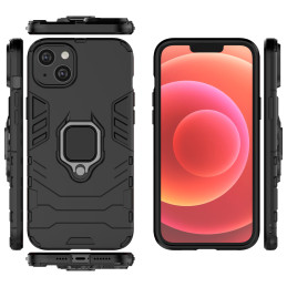 Ring Armor dėklas iPhone 14 Pro, šarvuotas dangtelis, magnetinis žiedo laikiklis, juodas